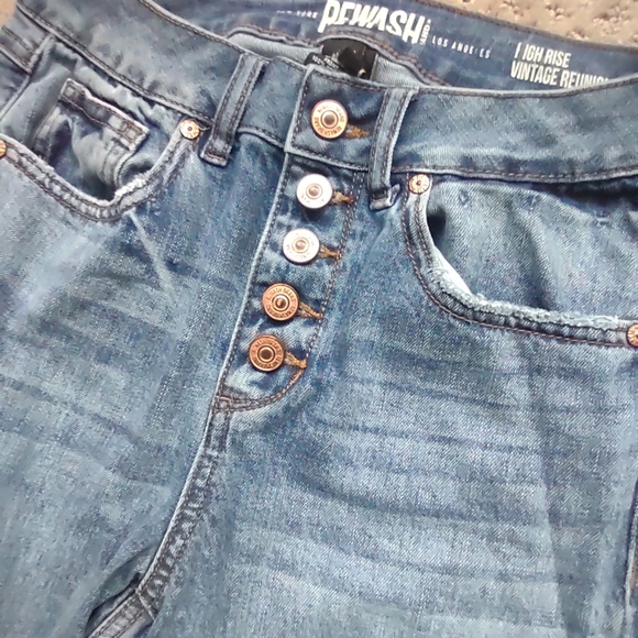Rewash Brand High Rise Vintage Reunion Crop Jeans Women's 1/25 Blue Distressed - Picture 2 of 5